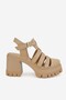 Women's Nude Genuine Natural Leather Thick High-Heeled Strap Sandals