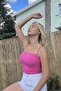 Dark Pink Women's Strappy Bustier Cropped - 2