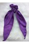 Purple Satin Scarf with Elastic Ring Hair Tie - 2