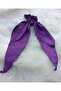 Purple Satin Scarf with Elastic Ring Hair Tie - 3