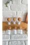 6-Piece Glass Spice Jar Set with Wooden Ball Cover + 6 Mini Spoons / 300 ml / Labeled - 6