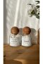 Set of 2 Wooden Covered Glass Cotton Pots / Cotton-ear Cotton - 4