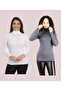 Women's Long sleeve Turtleneck Turtleneck Stretch Fabric Cotton Jersey (2 Pieces) - 3