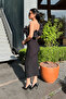 Ottoman Fabric One-Sleeve Pencil Dress - BLACK - 5