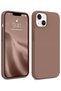 iPhone 13-14-15 Compatible Launch Case with Velvet Camera Raised Silicone Cover Brown