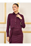 Cuffed Sleeves Crop Shirt and Wrap Style Pencil Midi Skirt Set - 3