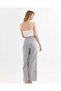 Women's Trousers - High Waist - Linen Fabric - Velcro Palazzo Trousers - 3