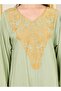 Embroidered Neckline Spot AOP Jalabiya - 7