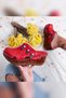 Genuine Leather Annika Red Antique and Evil Eye Bead Detailed Padding Comfort Sabo Women's Slippers - 2