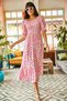 Women's Pink Elastic Casual Woven Viscose Dress ELB-19001483 - 3