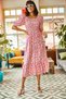 Women's Pink Elastic Casual Woven Viscose Dress ELB-19001483 - 4