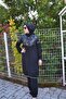 Black Zippered Hijab Tracksuit Set with Silver Sequin Detail - 2