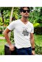 Unisex White V-Neck Slim Fit T-shirt Digital Printed