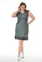 Plus Size Women's Comfortable Dress with Padded Hem and Lace Detail - Dark Green - 3