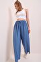 Women's Indigo Elastic Waist Relaxed Cut Aerobin Trousers - 3