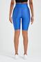 Women's Blue Shiny High Waist Biker Tights - 6
