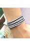 Men's Bracelet Leather Black Knitted Long Stylish Design Wrapped 5,tour