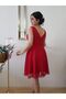 Women's Red Guipure Mini Flared Dress - 4