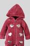 Winter Sweet Plush Heart Welsoft Jumpsuit Hooded Baby Jumpsuit - 2