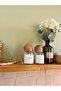 Set of 2 Wooden Covered Glass Cotton Pots / Cotton-ear Cotton - 2