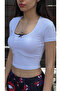 Tech Ribbon Detail Lace Cropped Blouse - 3