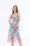 Double Breasted Cut Patterned Chiffon Dress