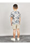 Tropical Print T-Shirt with Short Sleeves & Textured Shorts Set - 5
