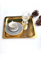 6 Pieces Gold Square Stainless Steel Coffee Serving Trays (21X21CM) - 3