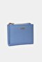 2805 Genuine Real Leather Snap Fastener Zippered Women's Wallet Flother Baby Blue - 2
