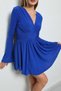 Women's Blue Spanish Sleeve Shorts Chest Cutout Detail Dress - 9