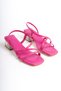 Women's Transparent Short Heel Fuchsia Piping Heeled Shoes Sandal Light Summer Metal Detailed - 3