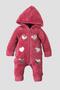 Winter Sweet Plush Heart Welsoft Jumpsuit Hooded Baby Jumpsuit
