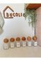 6-Piece Glass Spice Jar Set with Wooden Ball Cover + 6 Mini Spoons / 300 ml / Labeled - 3