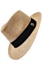 Unisex Black Striped Straw Fedora Hat