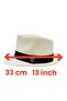 Unisex Black Striped Straw Fedora Hat - 7