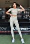 Women's Leggings Camouflage Leather Look Beige - 2