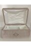 Wooden Velvet Lined Makeup Chest Box with Guipure and Pearl Ornament - 5