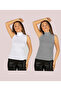 Women's Sleeveless Half Turtleneck Stretch Fabric Stretchy Bodysuit (2 Pieces) - 3