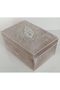 Wooden Velvet Lined Makeup Chest Box with Guipure and Pearl Ornament