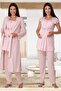 Women's Pink Polka Dot Summer Cotton Combed Cotton Maternity Maternity Dressing Gown Pajama Set Set - 3