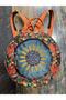 Fargin Ethnic Authentic Bohemian Round Embroidered Backpack Daily Travel Waterproof Backpack