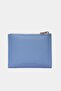 2805 Genuine Real Leather Snap Fastener Zippered Women's Wallet Flother Baby Blue - 3