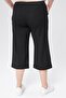 Plus Size Elastic Waist Pocketed Crepe Scuba Knitted Capri Pants-Black - 3