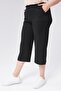 Plus Size Elastic Waist Pocketed Crepe Scuba Knitted Capri Pants-Black - 6