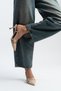 Andrina Beige Women's Heeled Shoes - Patent Leather Belt Detail, Ankle Strap - 3