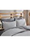 Striped Pattern Anthracite White Double Duvet Cover Set Double Sided Use Sheet Anthracite - 3