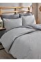 Striped Pattern Anthracite White Double Duvet Cover Set Double Sided Use Sheet Anthracite