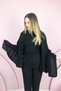 Women's Mother Wool Knitwear Zigzag Ethnic Pattern Winter Black Thick Shoulder Shawl 104 - 3