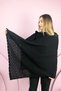 Women's Mother Wool Knitwear Zigzag Ethnic Pattern Winter Black Thick Shoulder Shawl 104