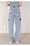 Blue Snow Cargo Pocket High Waist Palazzo - 3